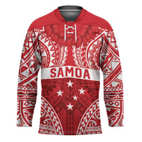 Personalised Toa Samoa Rugby Spirit Hockey Jersey Red Samoan Tribal Pattern - Polynesian Pride
