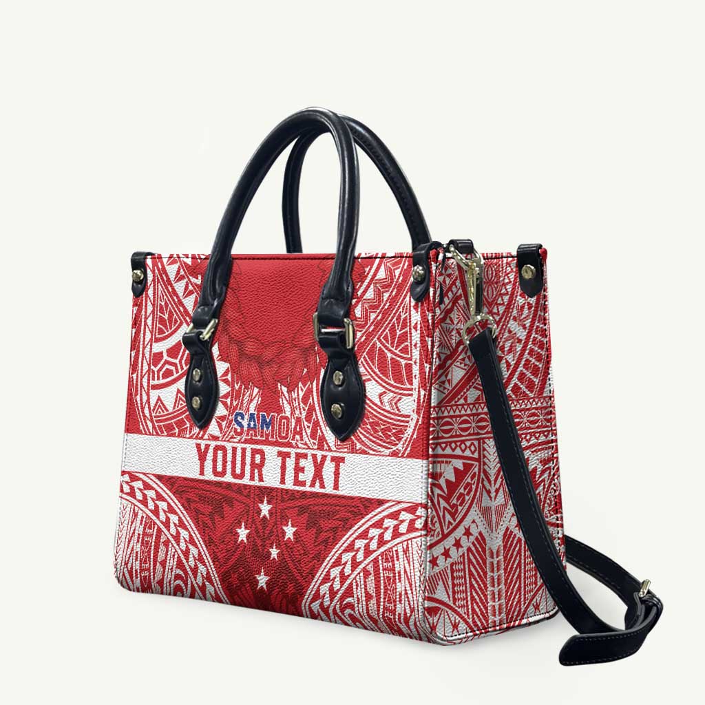 Personalised Toa Samoa Rugby Spirit Leather Bag Red Samoan Tribal Pattern LT9 Red - Polynesian Pride