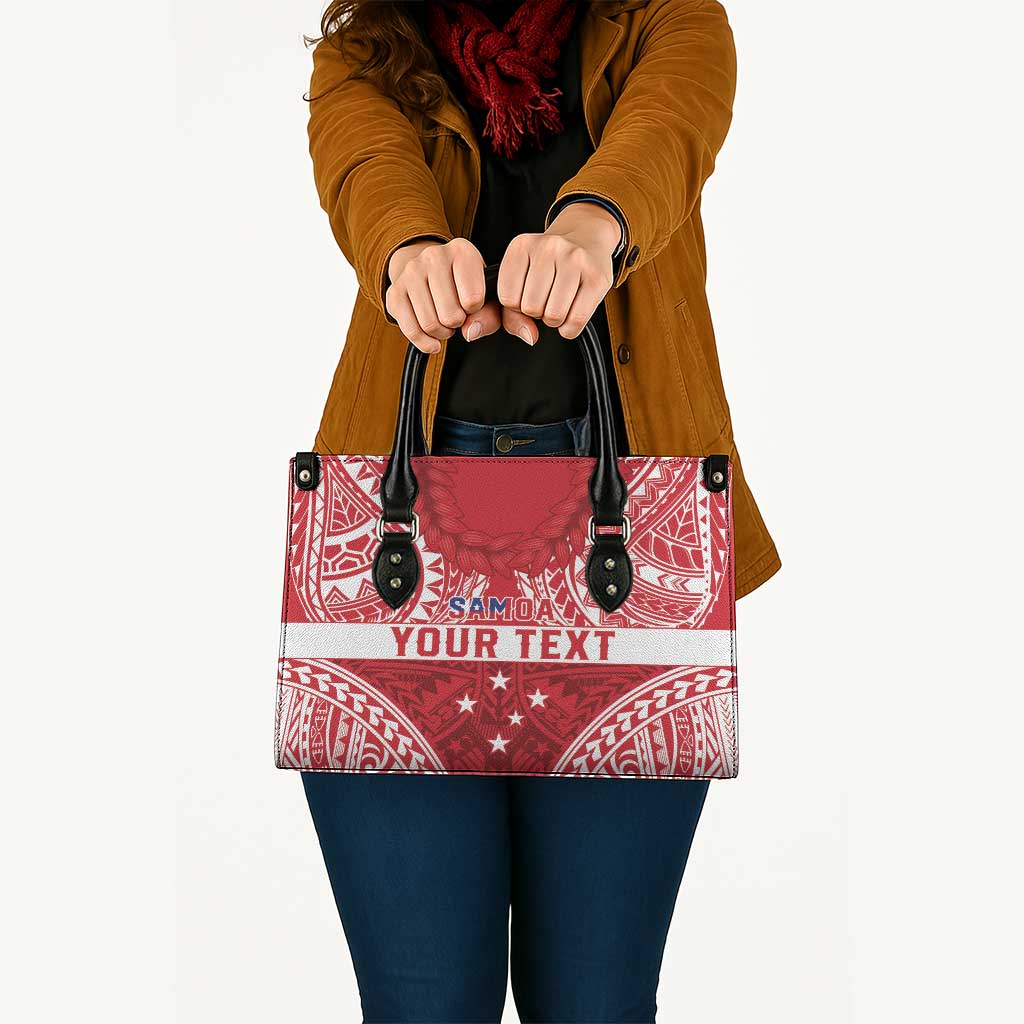 Personalised Toa Samoa Rugby Spirit Leather Bag Red Samoan Tribal Pattern LT9 - Polynesian Pride