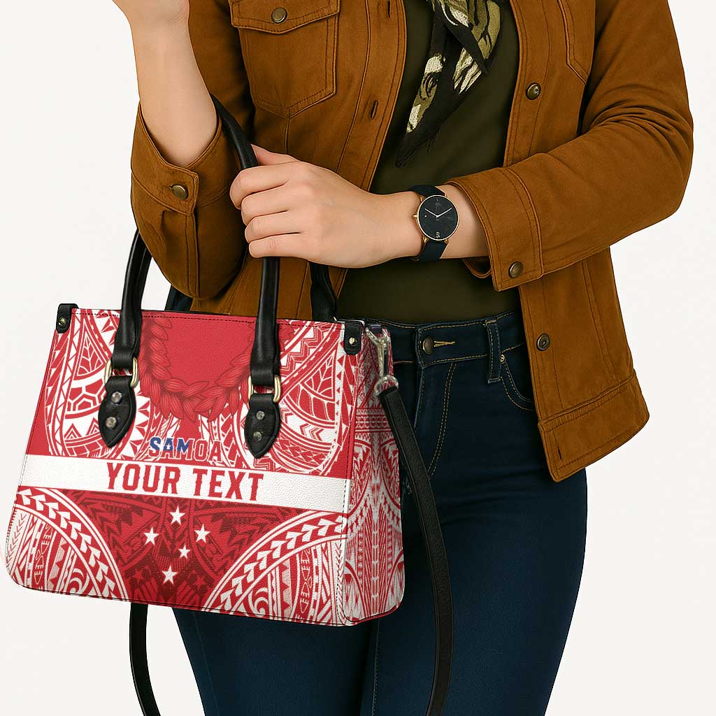 Personalised Toa Samoa Rugby Spirit Leather Bag Red Samoan Tribal Pattern LT9 - Polynesian Pride