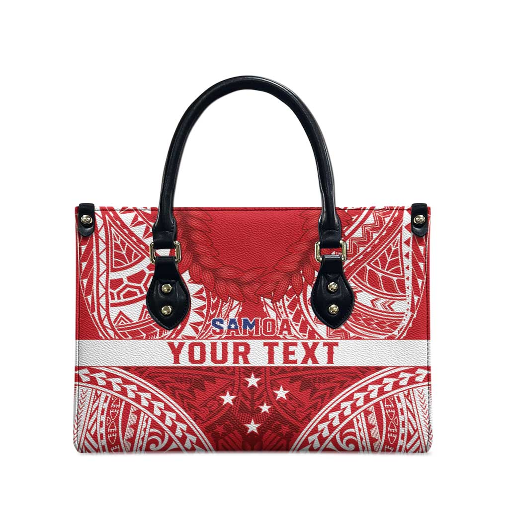 Personalised Toa Samoa Rugby Spirit Leather Bag Red Samoan Tribal Pattern LT9 - Polynesian Pride