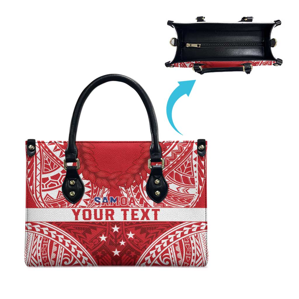 Personalised Toa Samoa Rugby Spirit Leather Bag Red Samoan Tribal Pattern LT9 - Polynesian Pride