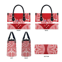 Personalised Toa Samoa Rugby Spirit Leather Bag Red Samoan Tribal Pattern LT9 - Polynesian Pride