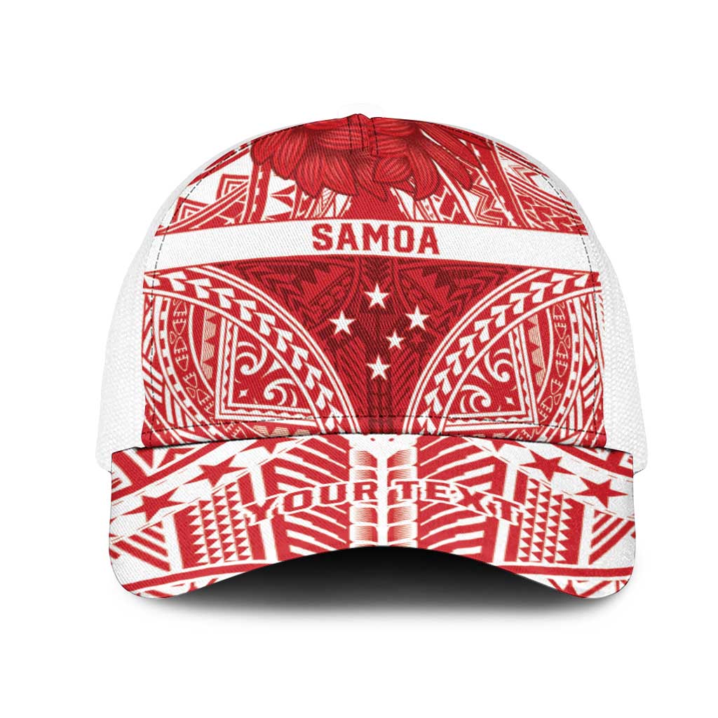 Personalised Toa Samoa Rugby Spirit Mesh Trucker Cap Red Samoan Tribal Pattern LT9 One Size White Red - Polynesian Pride