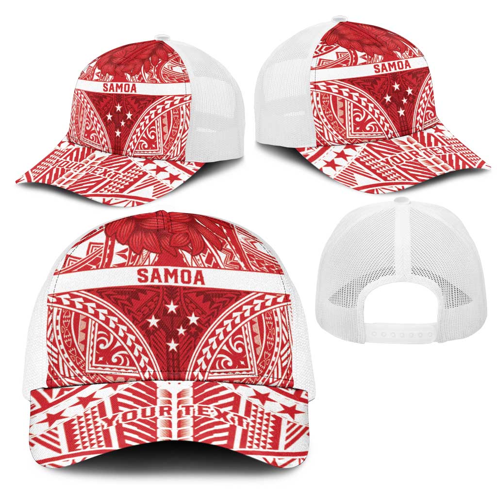 Personalised Toa Samoa Rugby Spirit Mesh Trucker Cap Red Samoan Tribal Pattern LT9 - Polynesian Pride