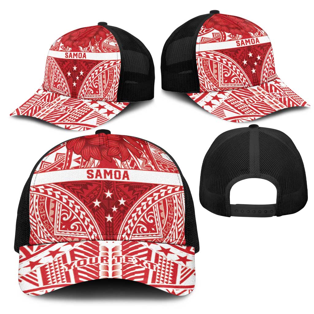 Personalised Toa Samoa Rugby Spirit Mesh Trucker Cap Red Samoan Tribal Pattern LT9 - Polynesian Pride