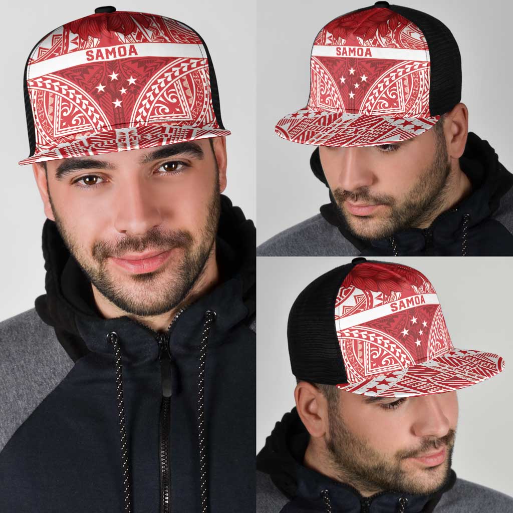 Personalised Toa Samoa Rugby Spirit Mesh Trucker Cap Red Samoan Tribal Pattern LT9 - Polynesian Pride
