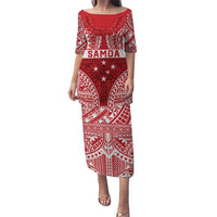 Personalised Toa Samoa Rugby Spirit Puletasi Red Samoan Tribal Pattern - Polynesian Pride