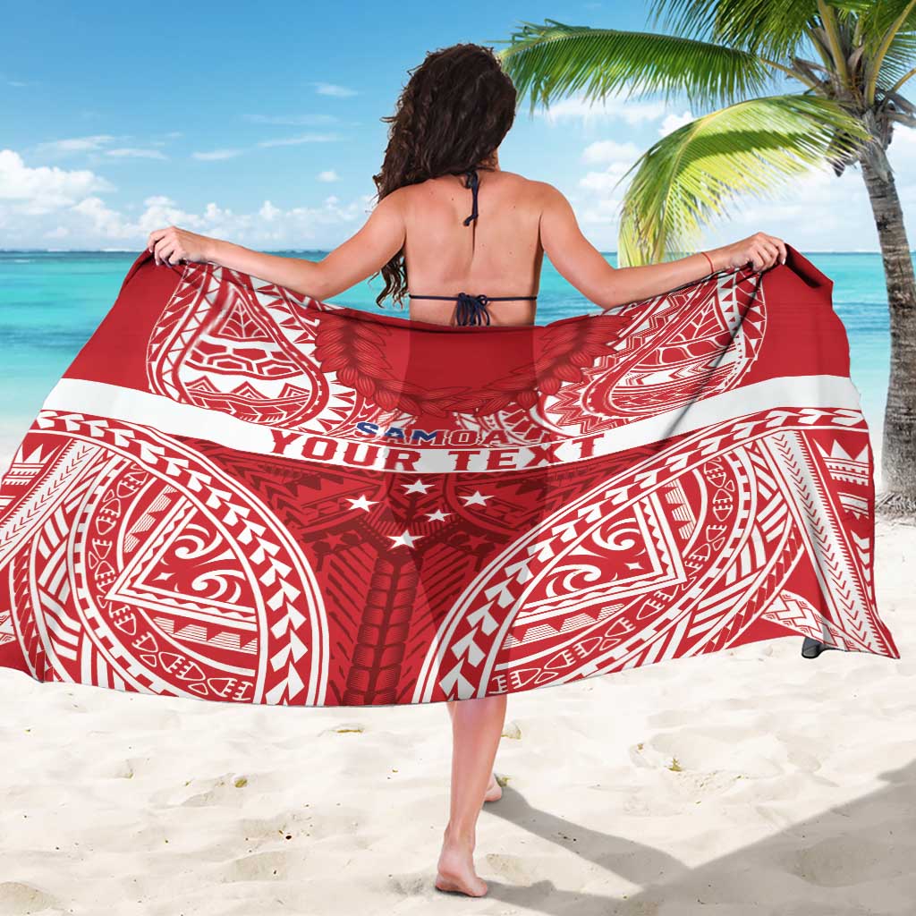 Personalised Toa Samoa Rugby Spirit Sarong Red Samoan Tribal Pattern LT9 - Polynesian Pride