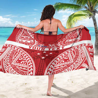 Personalised Toa Samoa Rugby Spirit Sarong Red Samoan Tribal Pattern LT9 - Polynesian Pride