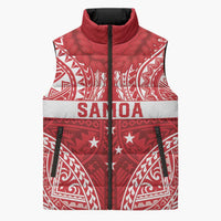 Personalised Toa Samoa Rugby Spirit Sleeveless Puffer Jacket Red Samoan Tribal Pattern LT9 Unisex Red - Polynesian Pride