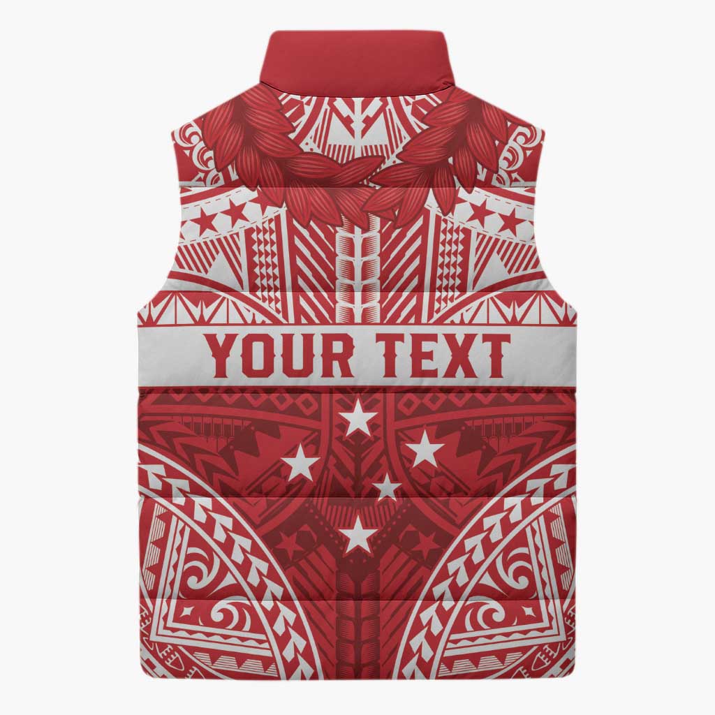 Personalised Toa Samoa Rugby Spirit Sleeveless Puffer Jacket Red Samoan Tribal Pattern LT9 - Polynesian Pride