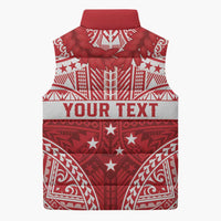 Personalised Toa Samoa Rugby Spirit Sleeveless Puffer Jacket Red Samoan Tribal Pattern LT9 - Polynesian Pride