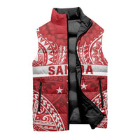 Personalised Toa Samoa Rugby Spirit Sleeveless Puffer Jacket Red Samoan Tribal Pattern LT9 - Polynesian Pride