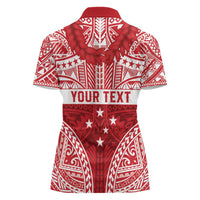 Personalised Toa Samoa Rugby Spirit Women Polo Shirt Red Samoan Tribal Pattern - Polynesian Pride