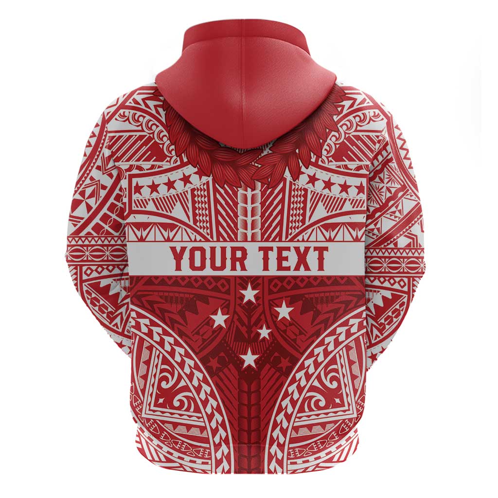 Personalised Toa Samoa Rugby Spirit Zip Hoodie Red Samoan Tribal Pattern - Polynesian Pride