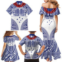 Personalised Toa Samoa Rugby Spirit Family Matching Mermaid Dress and Hawaiian Shirt White Samoan Tribal Pattern LT9 - Polynesian Pride