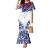Personalised Toa Samoa Rugby Spirit Family Matching Mermaid Dress and Hawaiian Shirt White Samoan Tribal Pattern LT9 Mom's Dress White - Polynesian Pride