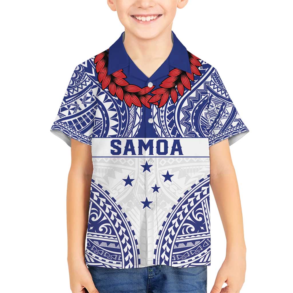 Personalised Toa Samoa Rugby Spirit Family Matching Off Shoulder Short Dress and Hawaiian Shirt White Samoan Tribal Pattern LT9 Son's Shirt White - Polynesian Pride