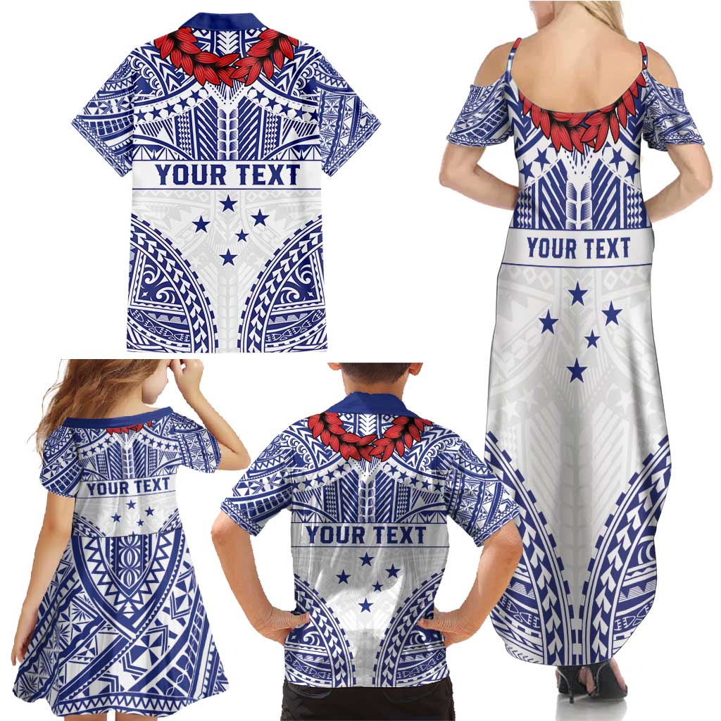 Personalised Toa Samoa Rugby Spirit Family Matching Summer Maxi Dress and Hawaiian Shirt White Samoan Tribal Pattern LT9 - Polynesian Pride