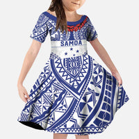 Personalised Toa Samoa Rugby Spirit Family Matching Tank Maxi Dress and Hawaiian Shirt White Samoan Tribal Pattern LT9 Daughter's Dress White - Polynesian Pride