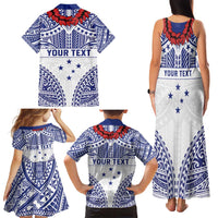Personalised Toa Samoa Rugby Spirit Family Matching Tank Maxi Dress and Hawaiian Shirt White Samoan Tribal Pattern LT9 - Polynesian Pride