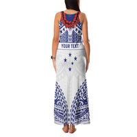 Personalised Toa Samoa Rugby Spirit Family Matching Tank Maxi Dress and Hawaiian Shirt White Samoan Tribal Pattern LT9 - Polynesian Pride