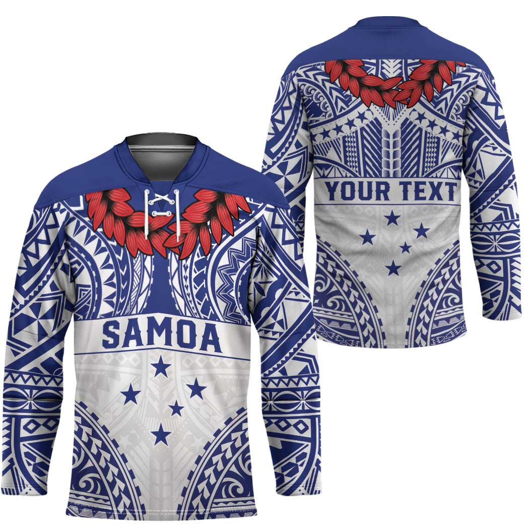 Personalised Toa Samoa Rugby Spirit Hockey Jersey White Samoan Tribal Pattern - Polynesian Pride