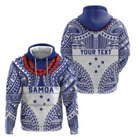 Personalised Toa Samoa Rugby Spirit Hoodie White Samoan Tribal Pattern - Polynesian Pride