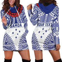Personalised Toa Samoa Rugby Spirit Hoodie Dress White Samoan Tribal Pattern - Polynesian Pride