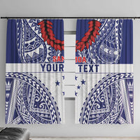 Personalised Toa Samoa Rugby Spirit Window Curtain White Samoan Tribal Pattern LT9 With Hooks White - Polynesian Pride
