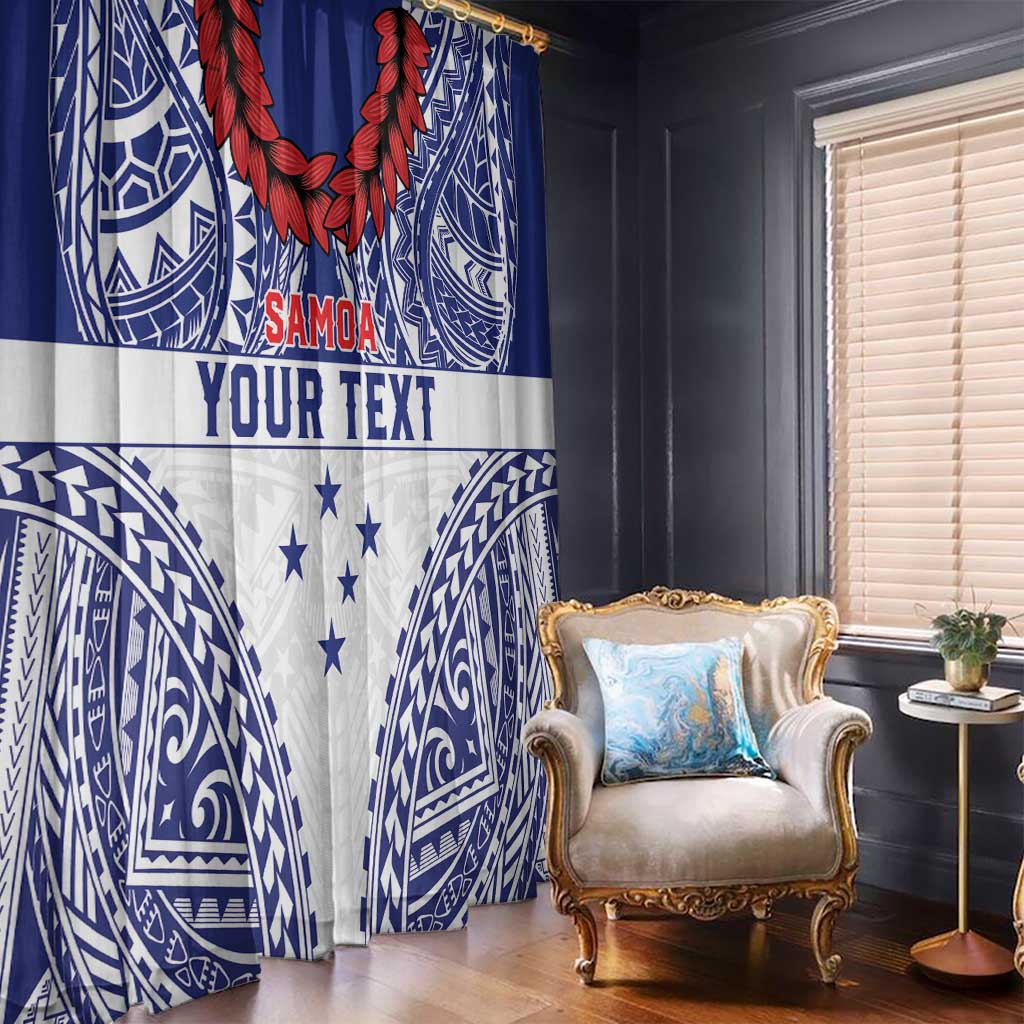 Personalised Toa Samoa Rugby Spirit Window Curtain White Samoan Tribal Pattern LT9 - Polynesian Pride