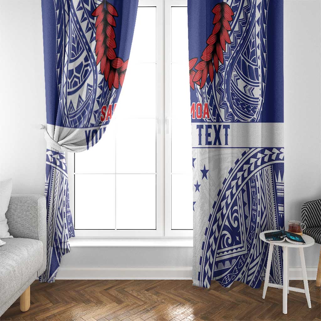Personalised Toa Samoa Rugby Spirit Window Curtain White Samoan Tribal Pattern LT9 - Polynesian Pride
