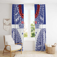Personalised Toa Samoa Rugby Spirit Window Curtain White Samoan Tribal Pattern LT9 - Polynesian Pride