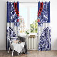 Personalised Toa Samoa Rugby Spirit Window Curtain White Samoan Tribal Pattern LT9 - Polynesian Pride