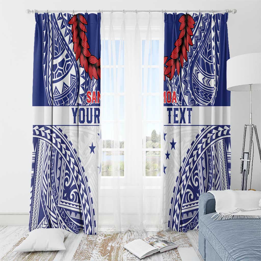 Personalised Toa Samoa Rugby Spirit Window Curtain White Samoan Tribal Pattern LT9 - Polynesian Pride