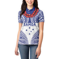 Personalised Toa Samoa Rugby Spirit Women Polo Shirt White Samoan Tribal Pattern - Polynesian Pride