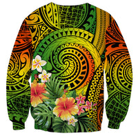 Polynesia Sweatshirt Pasifika Tribal with Tropical Flowers LT9 - Polynesian Pride