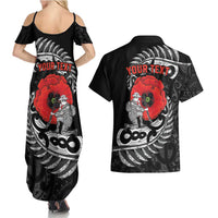 ANZAC Day Aotearoa Silver Fern Maori Personalised Couples Matching Summer Maxi Dress and Hawaiian Shirt LT9 - Polynesian Pride