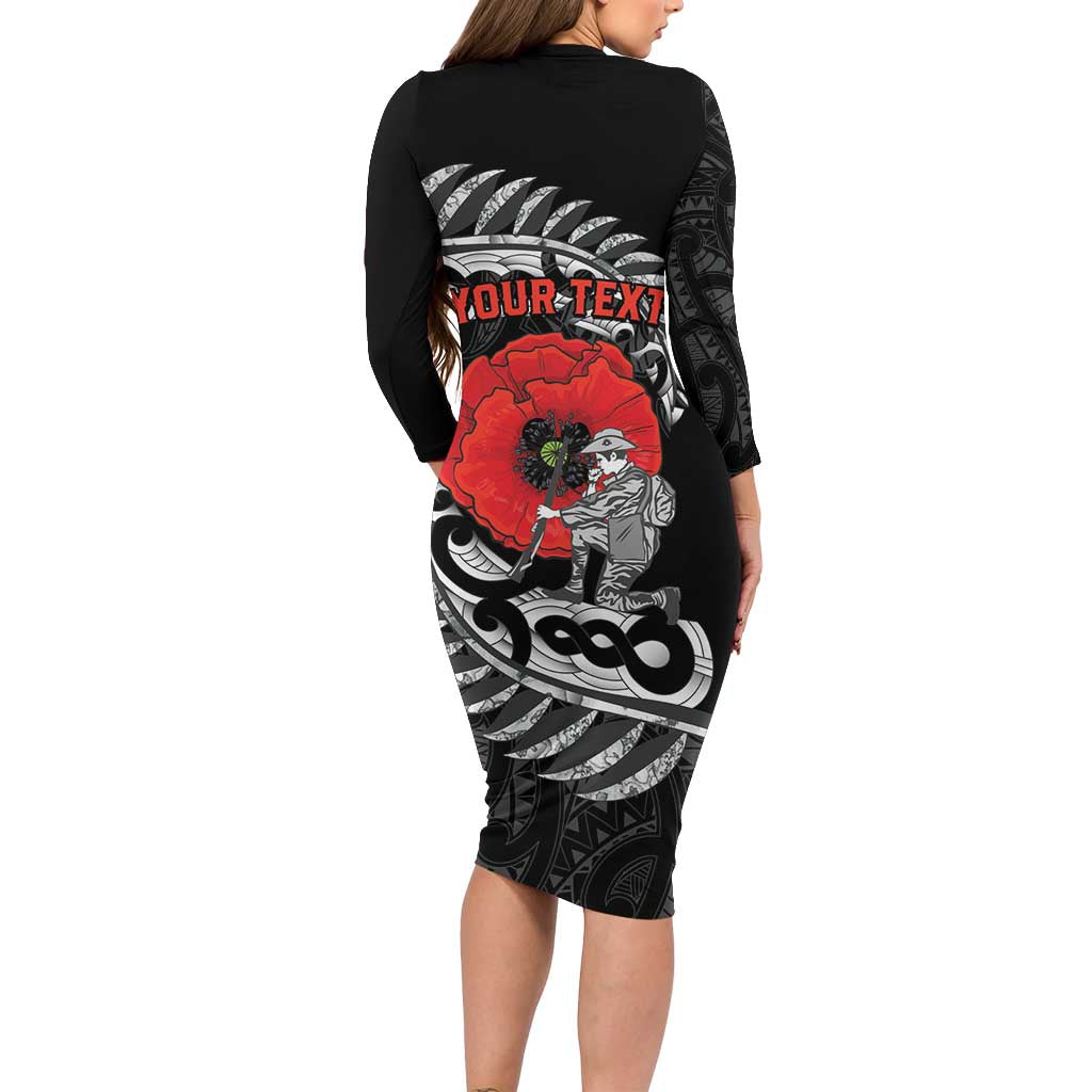 ANZAC Day Aotearoa Silver Fern Maori Personalised Family Matching Long Sleeve Bodycon Dress and Hawaiian Shirt LT9 - Polynesian Pride