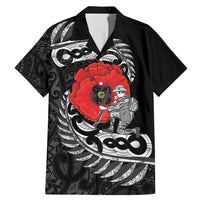 ANZAC Day Aotearoa Silver Fern Maori Personalised Family Matching Mermaid Dress and Hawaiian Shirt LT9 Dad's Shirt - Short Sleeve Black - Polynesian Pride