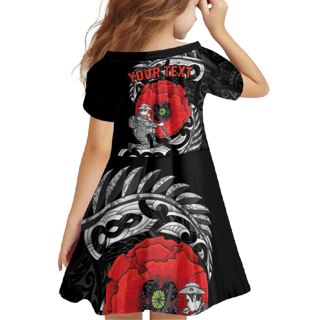 ANZAC Day Aotearoa Silver Fern Maori Personalised Family Matching Short Sleeve Bodycon Dress and Hawaiian Shirt LT9 - Polynesian Pride