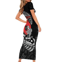 ANZAC Day Aotearoa Silver Fern Maori Personalised Family Matching Short Sleeve Bodycon Dress and Hawaiian Shirt LT9 - Polynesian Pride