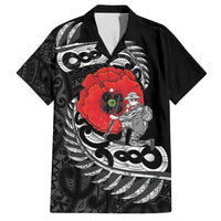 ANZAC Day Aotearoa Silver Fern Maori Personalised Family Matching Summer Maxi Dress and Hawaiian Shirt LT9 Dad's Shirt - Short Sleeve Black - Polynesian Pride