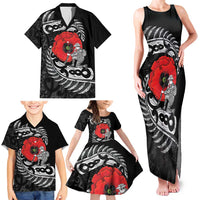 ANZAC Day Aotearoa Silver Fern Maori Personalised Family Matching Tank Maxi Dress and Hawaiian Shirt LT9 - Polynesian Pride
