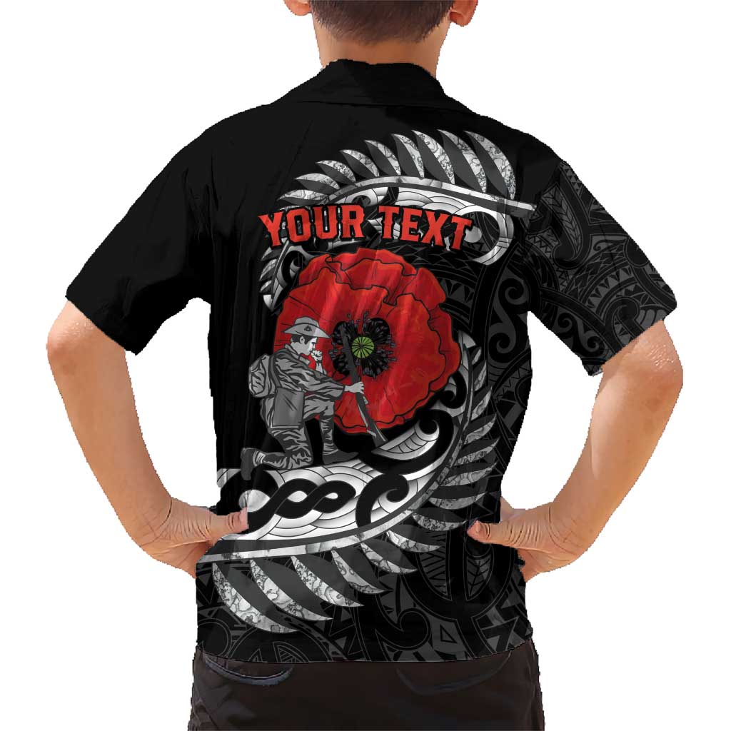 ANZAC Day Aotearoa Silver Fern Maori Personalised Kid Hawaiian Shirt LT9 - Polynesian Pride