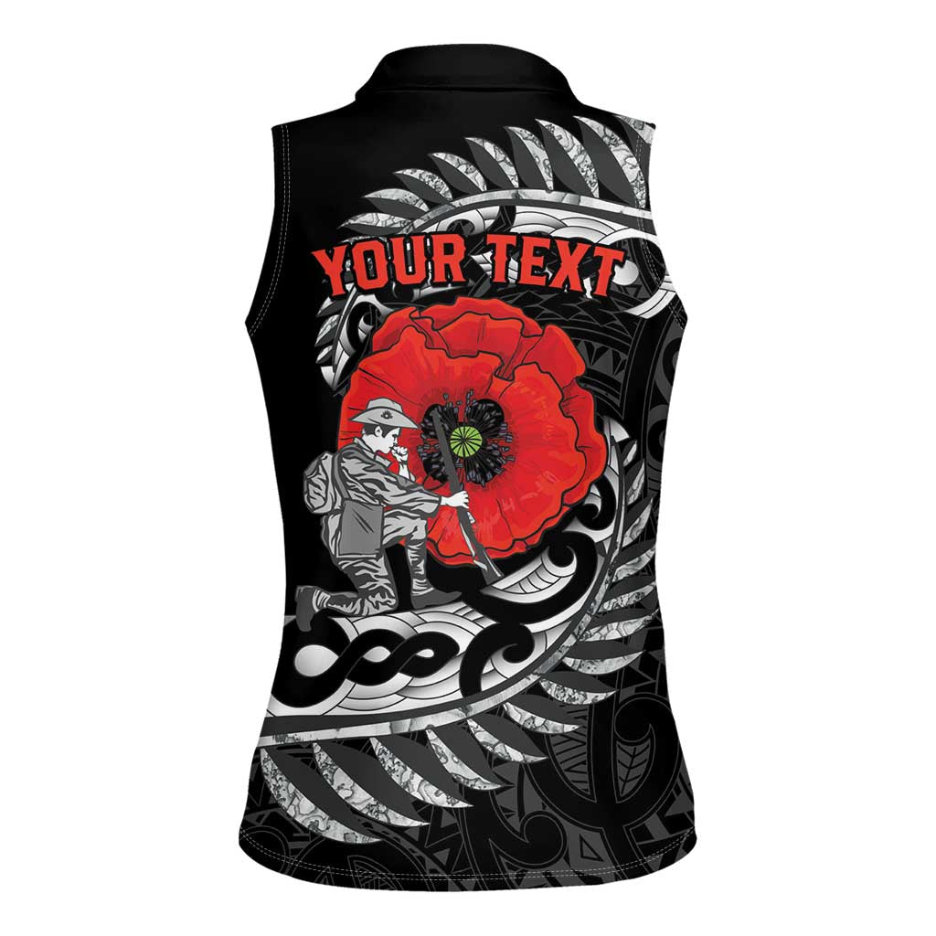 ANZAC Day Aotearoa Silver Fern Maori Personalised Women Sleeveless Polo Shirt LT9 - Polynesian Pride