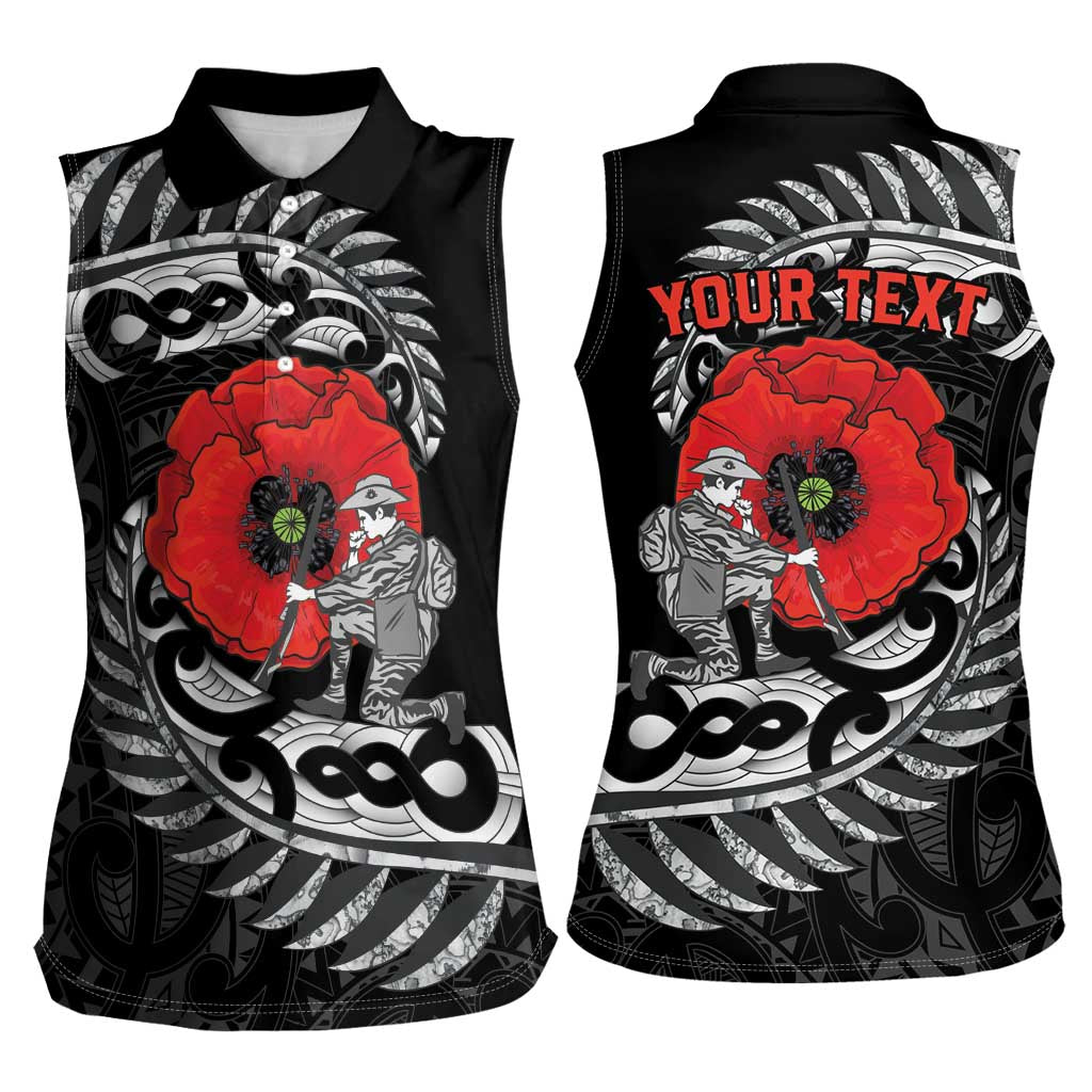 ANZAC Day Aotearoa Silver Fern Maori Personalised Women Sleeveless Polo Shirt LT9 - Polynesian Pride