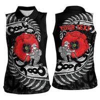 ANZAC Day Aotearoa Silver Fern Maori Personalised Women Sleeveless Polo Shirt LT9 - Polynesian Pride