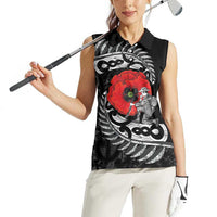 ANZAC Day Aotearoa Silver Fern Maori Personalised Women Sleeveless Polo Shirt LT9 - Polynesian Pride
